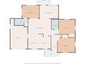 Detailed floor plan showcases the layout of the home, including primary bedroom and living room at 4037 Chesswood Dr, Holiday, FL 34691
