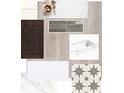 Design board showcasing cabinet, countertop, flooring, tile and fixture options for the home at 509 N Bradford Ave, Tampa, FL 33609