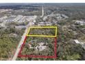 A bird's eye view shows a home with an additional 2.8 acres available for purchase nearby at 3112 Desoto Rd, Sarasota, FL 34234