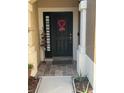 Stylish front door with a decorative wreath and decorative plants for curb appeal at 4915 Pond Ridge Dr, Riverview, FL 33578