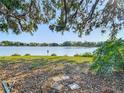 Scenic view of the serene lake from the property, framed by lush greenery and mature trees at 6910 Lake Place Ct, Tampa, FL 33634