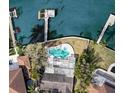 Aerial view of backyard pool and dock overlooking the water at 1118 Monterey Ne Blvd, St Petersburg, FL 33704