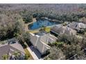 A private pool and a serene lake complement this home's exterior in an aerial shot at 16331 Burniston Dr, Tampa, FL 33647