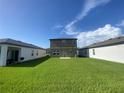 The exterior backyard features lush green grass and a beautiful view of the house at 35220 White Water Lily Way, Zephyrhills, FL 33541