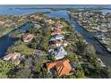 Breathtaking aerial view of a waterfront community with stunning homes and access to canals and the bay at 1724 Amberwynd W Cir, Palmetto, FL 34221