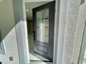 View of the front door with glass and sidelight, providing natural light to the home's interior at 16417 Lake Byrd Dr, Tampa, FL 33618