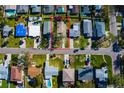 Birds-eye view of a residential neighborhood, featuring tree-lined streets and charming single-story homes at 1826 Nevada Ne Ave, St Petersburg, FL 33703