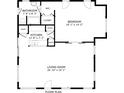 Layout of the floor plan showing the living room, bedroom, kitchen, and bathroom at 5114 N Branch Ave, Tampa, FL 33603