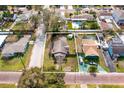 Aerial view of property showing the neighborhood setting, the backyard, and the surrounding mature trees at 902 W Fribley St, Tampa, FL 33603