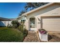 Close up of the front exterior with a blue front door and a well-kept lawn at 9940 69Th N St, Pinellas Park, FL 33782