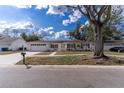 Beautiful single-story home with a well-manicured lawn, attached garage, and inviting front entrance at 13508 Greenleaf Dr, Tampa, FL 33613