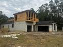 Modern two-story house under construction, showcasing a sleek design and spacious garage at 8418 Fussell Dr, Wesley Chapel, FL 33545