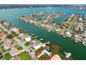 Aerial view highlighting a waterfront home's location at 11600 7Th E St, Treasure Island, FL 33706