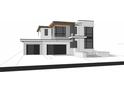 Architectural rendering of modern two-story home with clean lines, three-car garage and covered entry at 705 W Amelia Ave, Tampa, FL 33602