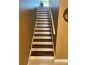 A bright staircase with white risers and dark wood treads leads up to a higher level at 163 Brent Cir, Oldsmar, FL 34677