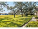 Landscaped grounds with mature oak trees and a winding path at 11445 Orleans Ln, Port Richey, FL 34668