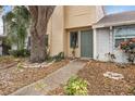 Townhome's front entrance with walkway, landscaping, and large tree at 4712 Stonepointe Pl, Tampa, FL 33634