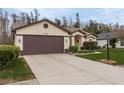 Front view of a one-story house with a large driveway and brown garage door at 9639 Conservation Dr, New Port Richey, FL 34655