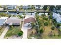 Property's aerial view showing canal access and neighborhood at 7304 Sheepshead Dr, Hudson, FL 34667