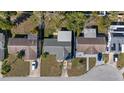 Bird's eye view showcasing the home's roof, driveway, and surrounding neighborhood at 7431 Abington Ave, New Port Richey, FL 34655
