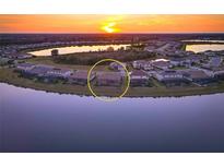 Aerial view of a home community with lakefront property at 17539 Polo Trl, Bradenton, FL 34211