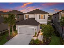 Two-story house with gray siding, brown roof, and a two-car garage at 10128 Milky Way Cir, Sarasota, FL 34241
