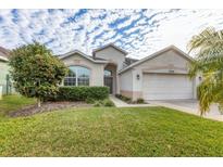 Single-story house with a two-car garage and well-maintained lawn at 12728 Avelar Creek Dr, Riverview, FL 33578