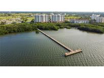 Aerial view of waterfront community with pier and luxury condos at 2925 Terra Ceia Bay Blvd # 2203, Palmetto, FL 34221