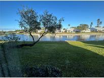 Scenic view of a tranquil lake, lush green grass, and charming homes at 4869 Independence Dr # 4869, Bradenton, FL 34210