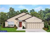Attractive single-story home with a two-car garage and landscaped lawn at 2632 Averland Loop, North Port, FL 34287