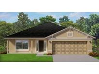 New single-story home with a two-car garage and attractive landscaping at 2640 Averland Loop, North Port, FL 34287