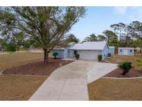 Cute light blue house with a large tree and long driveway at 15026 Dania Ave, Port Charlotte, FL 33953