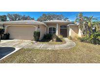 Charming single-story home featuring an attached two-car garage, a stucco facade, and tropical landscaping at 3409 Branch Creek Dr, Sarasota, FL 34235