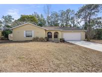 Single story house with attached garage and well-maintained lawn at 5504 Birchwood Rd, Spring Hill, FL 34608