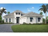 Two-story home with white exterior, gray roof, and palm trees at 8508 Sandpoint St, Sarasota, FL 34240