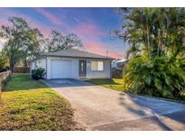 Charming single-story home featuring a well-manicured lawn, palm tree, and attached single car garage at 3311 19Th E St, Bradenton, FL 34208