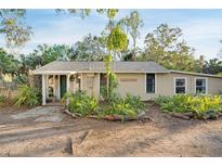 Charming single-story home with a quaint front yard filled with ferns and other native plants at 4225 Old Bradenton Rd, Sarasota, FL 34234