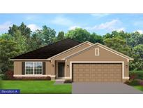 Charming single-story home with attached two car garage, well maintained lawn and neutral exterior color palette at 2636 Averland Loop, North Port, FL 34287