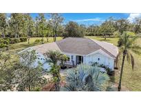 Single-story home with a large yard, seen from an aerial perspective at 16161 Juarez Cir, Punta Gorda, FL 33955