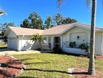 White single-story house with a two-car garage and a manicured lawn at 16161 Juarez Cir, Punta Gorda, FL 33955