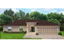 Single-story home with brown roof, two-car garage, and landscaping at 4063 Conestoga St, Port Charlotte, FL 33948