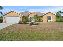 Attractive single-story house with a large front yard and attached garage at 13156 Dodds Ct, Port Charlotte, FL 33953
