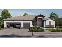 Modern two-car garage home with gray roof and landscaping at 17013 Alpenhorn Ct, Punta Gorda, FL 33955