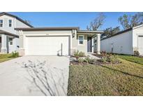 Single-story house with attached garage and landscaping at 3902 Radiant Mountain Dr, Plant City, FL 33565