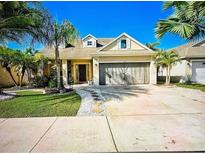 Beautiful two-story house with a two-car garage and a well-manicured lawn at 814 15Th Ne St, Ruskin, FL 33570