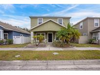 Two-story house with green exterior and palm trees in front at 7707 N Riverdale Ave, Tampa, FL 33604