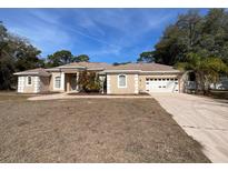 One-story house with a two-car garage and manicured lawn at 9373 Belvedere St, Spring Hill, FL 34608