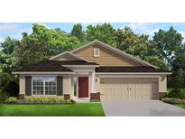 One-story home with attractive stone and shingle accents at 13233 Gulf Bay Ln, Spring Hill, FL 34609