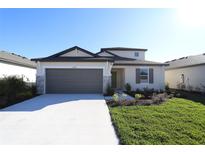 Two-story house with a two-car garage and landscaped lawn at 9852 Last Light Gln, Parrish, FL 34219