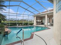 Inviting pool area with screened enclosure, spa, and outdoor kitchen at 331 Lewis Rd, Lithia, FL 33547